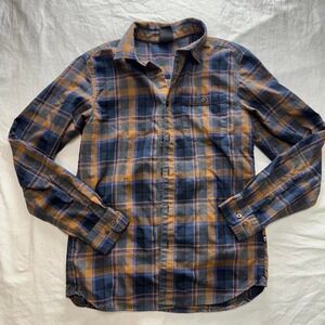 The North Face Men's Blue & Orange Plaid Flannel Sz S Outdoors Utility Gorpcore
